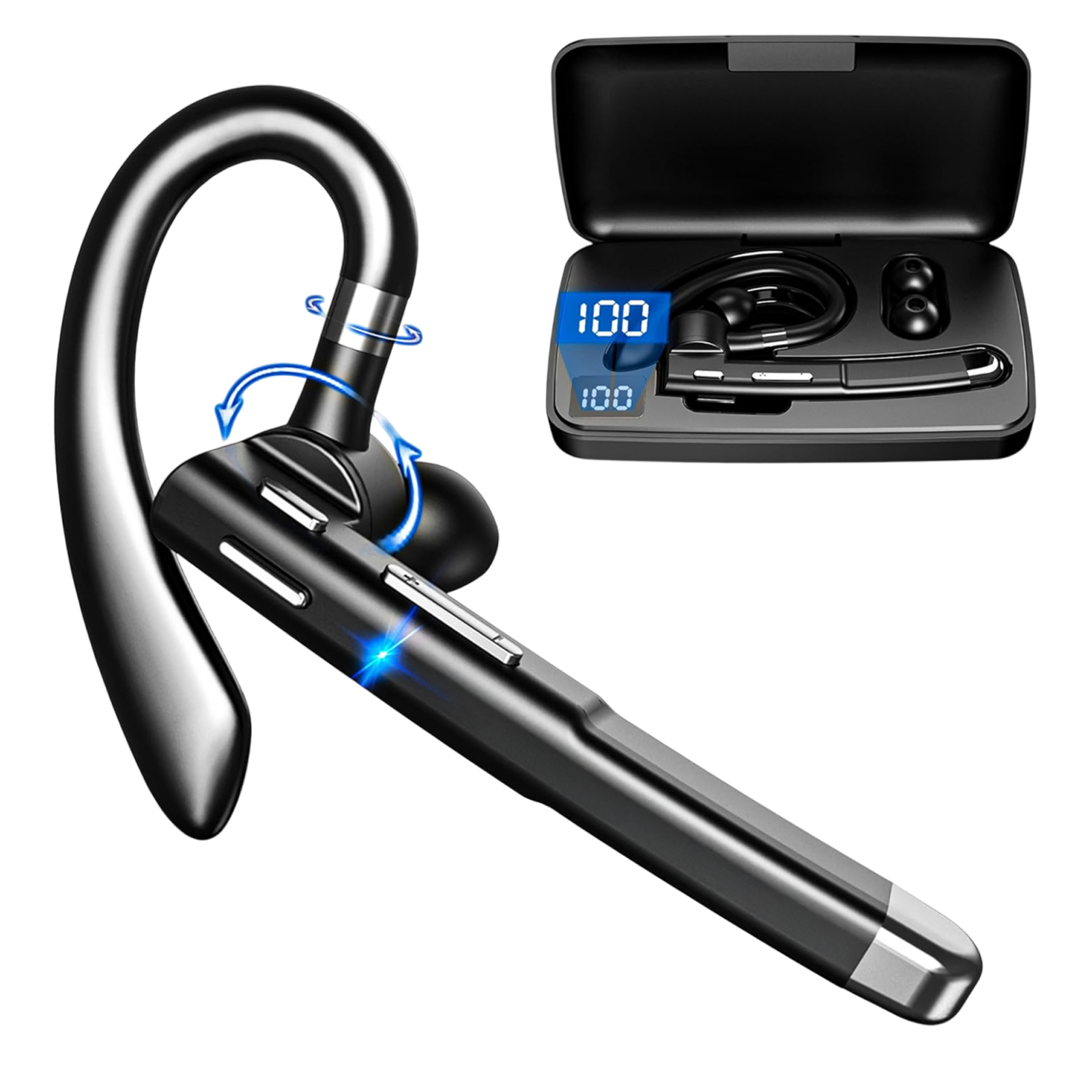 TalkForge Single-Ear Bluetooth Headset — 10-hour talk, multipoint phone+laptop, CVC8.0 noise reduction