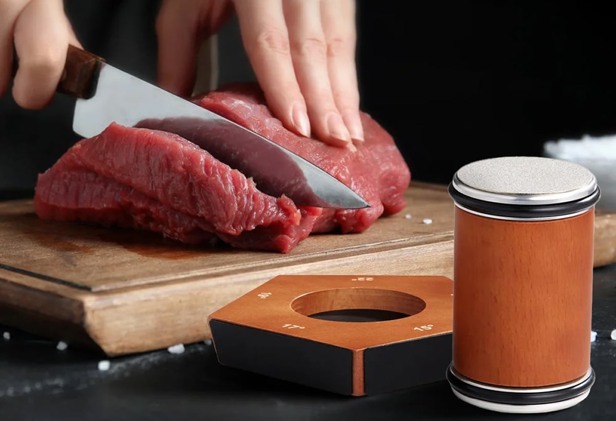 Premium Walnut Two-Angle Sharpener — German engineered rolling sharpener